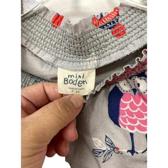 Mini Boden Owl Print Smocked Tunic Dress Size 5-6 Years - Picture 2 of 4